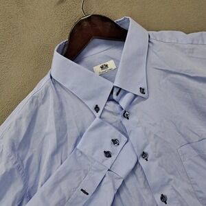 Oxxford Clothes Light Blue Button Down Long Sleeve Dress Shirt Men's Size XL